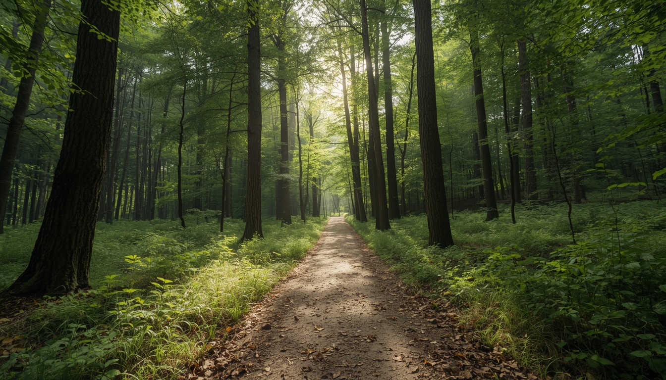 Morning trail path for walk groups